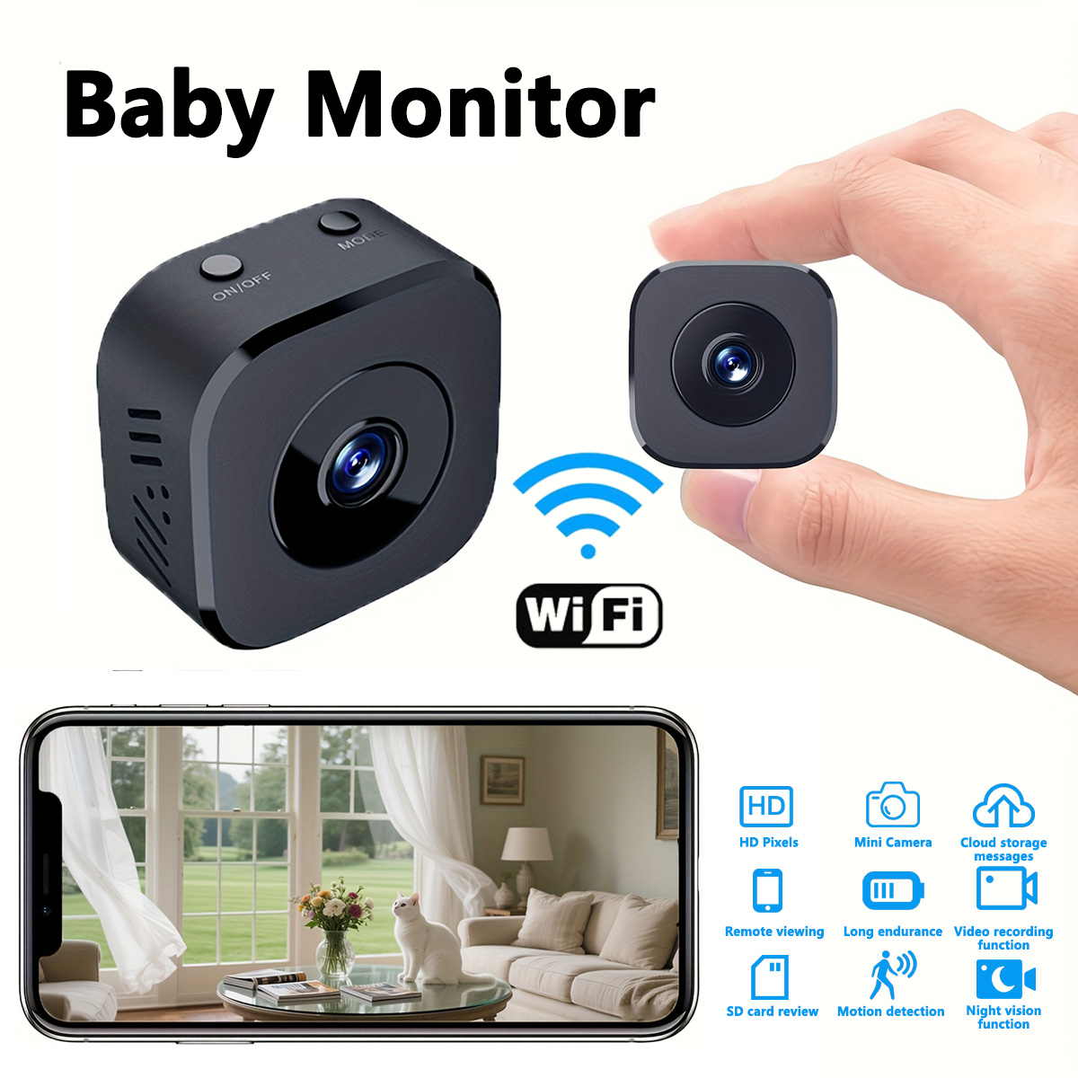 Monitor Portable Usb - 1080P HD Mini caméra WiFi sécurité
