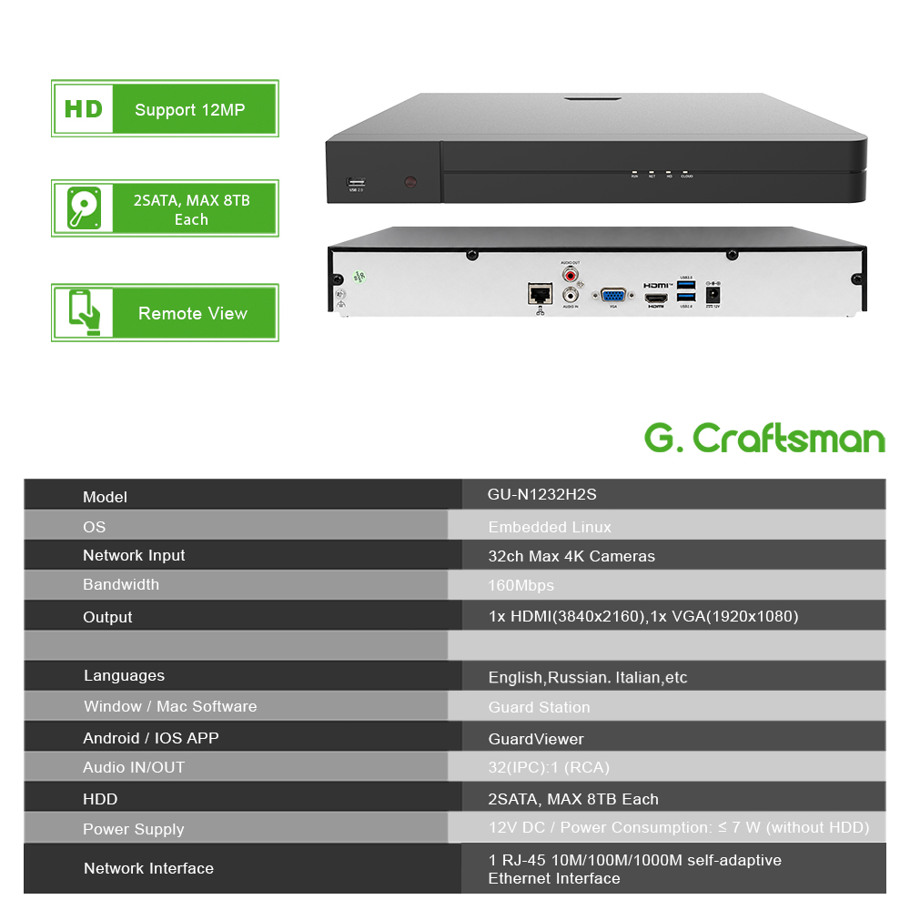 UNI 32CH NVR 12MP enregistreur - Monitor Portable Usb avis et prix